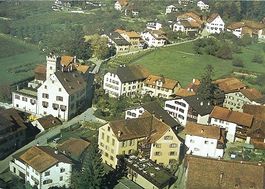 Flugaufnahme MALANS GR Gasthaus Weiss Kreuz