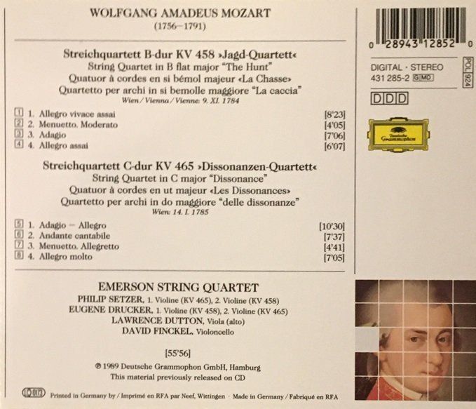 CD: Mozart - Jagd-Quartett / Dissonanzen-Quartett – Usato da Grüningen venduto da azulblanco 1