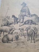 SAMUEL MÜLLER ORIGINAL ZEICHNUNG 1863 BILDAUSSCHNITT 57X46CM