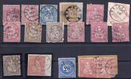 HELVETIE ASSISE, lot avec oblitération du Groupe 138 et 139