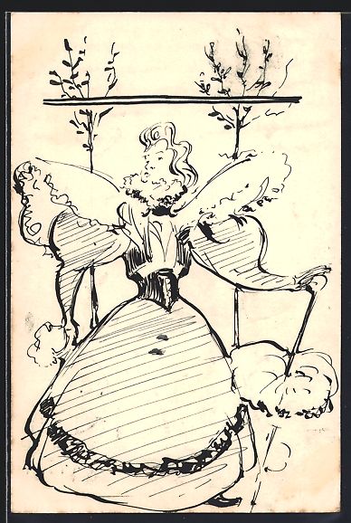 Cartoline postali: Künstler Handgemalt: Dame in elegantem  – Usato da Berlin venduto da bartko-reher