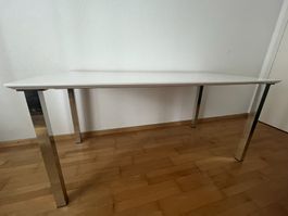 Eleganter Schreibtisch 160 cm – Weiss Hochglanz / Aluminium