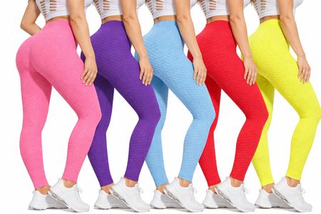 5x Damen Sport Leggings Push Up Fitness Gym Scrunch NEU M