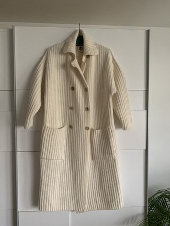Semicouture langen mantel cardigan wolle