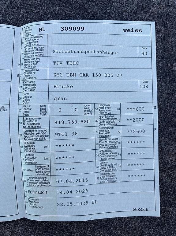 Rimorchi: Transport Anhänger ab Mfk  – Usato da Lausen venduto da Gjuliana4 4