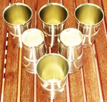 orig. 6x ZINNBECHER SIGG Sn 95% Rillen Feinzinn poliert neu