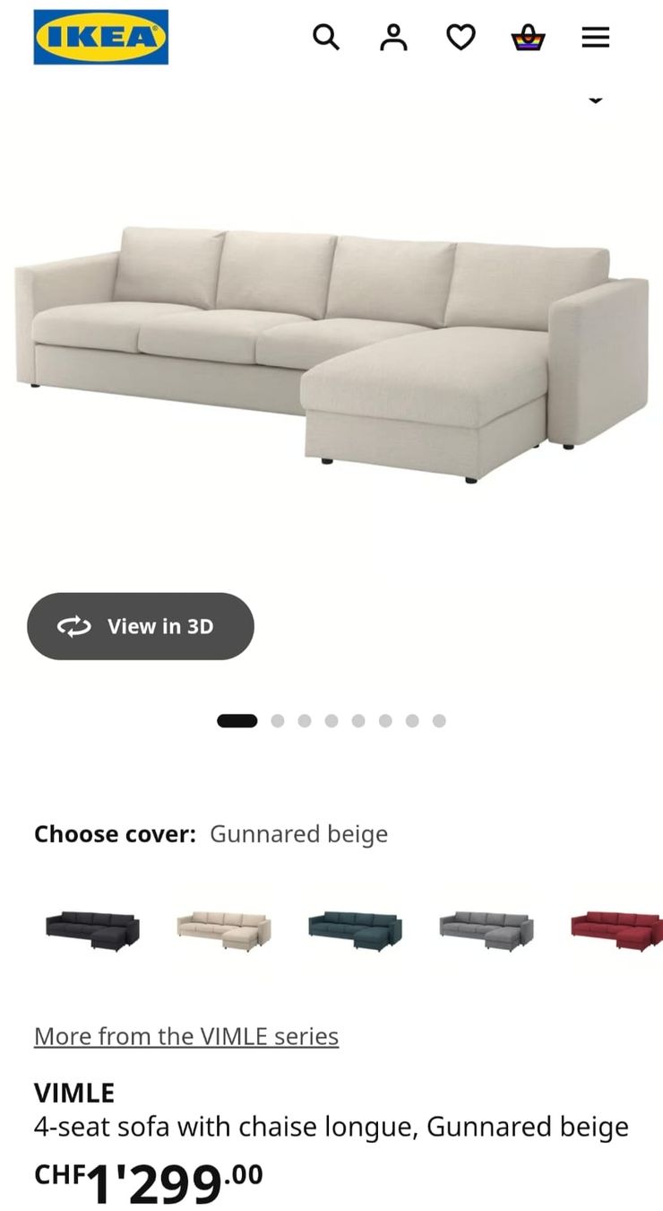 Ikea Divani: IKEA Sofa Vimle 4-Sitzer mit Récamiere Gunnared – Usato da Bern venduto da Khalid6666