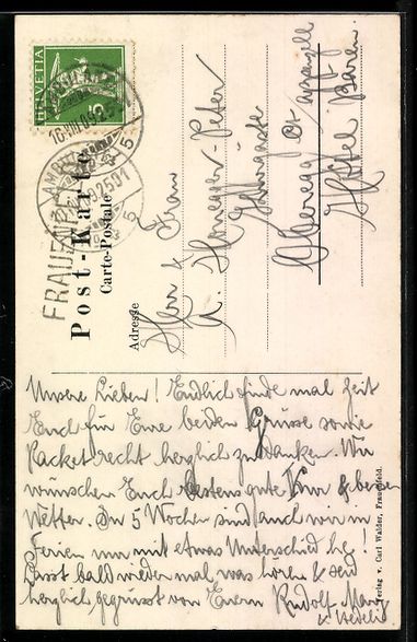 Cartoline postali: Frauenfeld, Neue Kirche u. Kaserne, Orts – Usato da Berlin venduto da bartko-reher 1