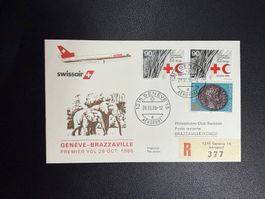 Swissair Erstflugbrief Genf-Brazzaville 1986