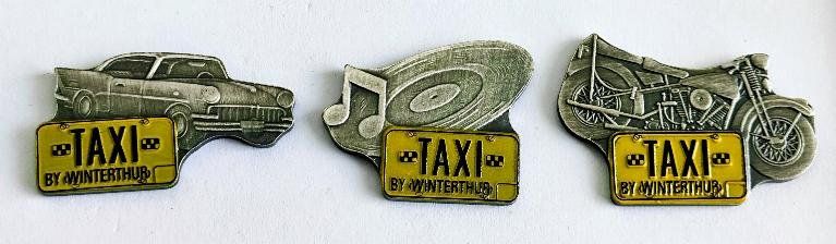 Placchette & Badge: 3 Pins Taxi Winterthur – Usato da Pfäffikon ZH venduto da Colacity