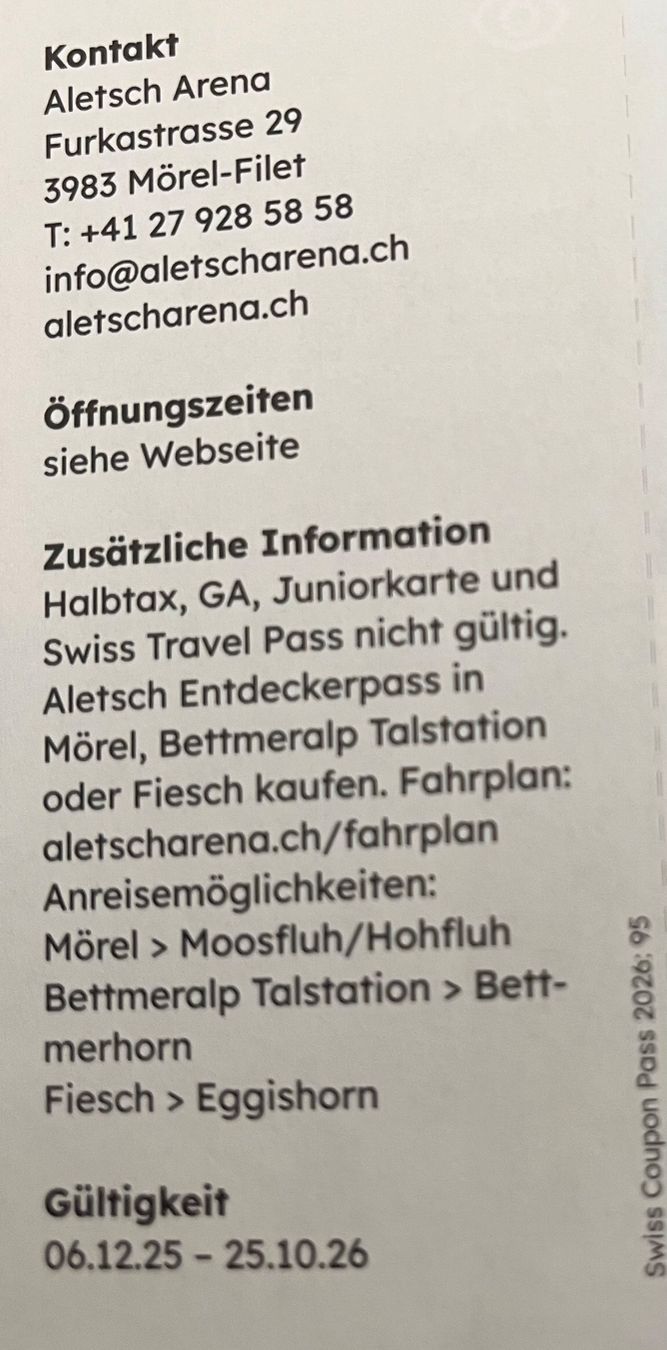 Bons: Aletsch Entdeckerpass – Neuf (Voir description) à Bonstetten par Dargslan 1