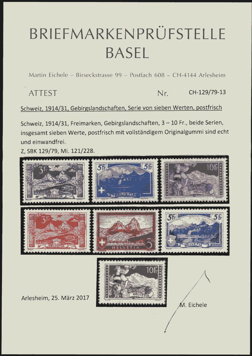 Alle Briefmarken: 1914/1931 - Gebirgslandschaften - postfrisch ** – Neu (gemäss Beschreibung) aus Schindellegi von leecollect 6