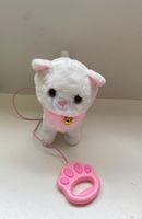 Chaton blanc en peluche qui peut miauler et marcher