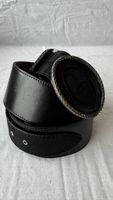 Ceinture noire cuir boucle argentée T.M