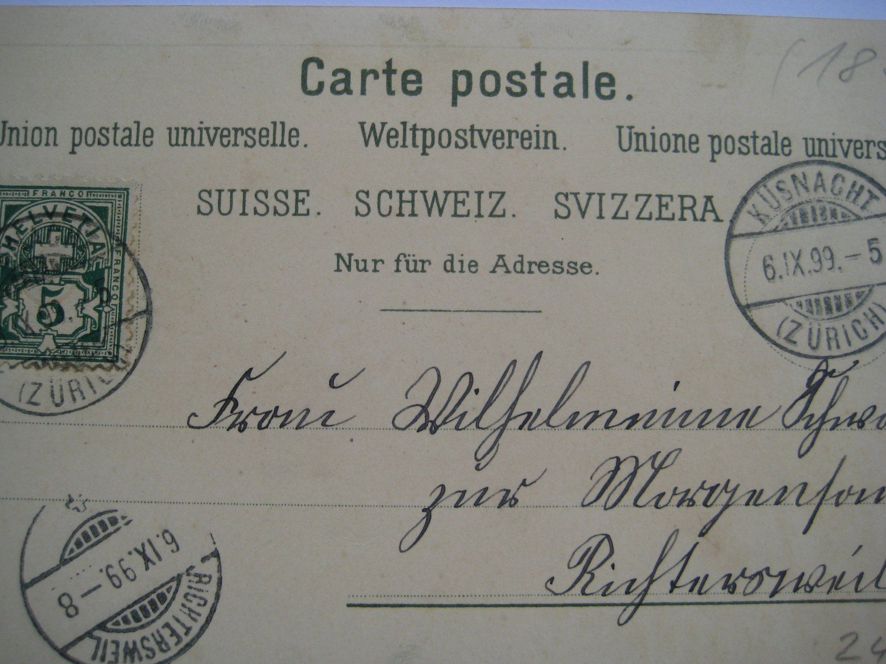 Cartoline postali: AK Küsnacht  Kt. ZH – Usato da Freienbach venduto da retlaw02 3
