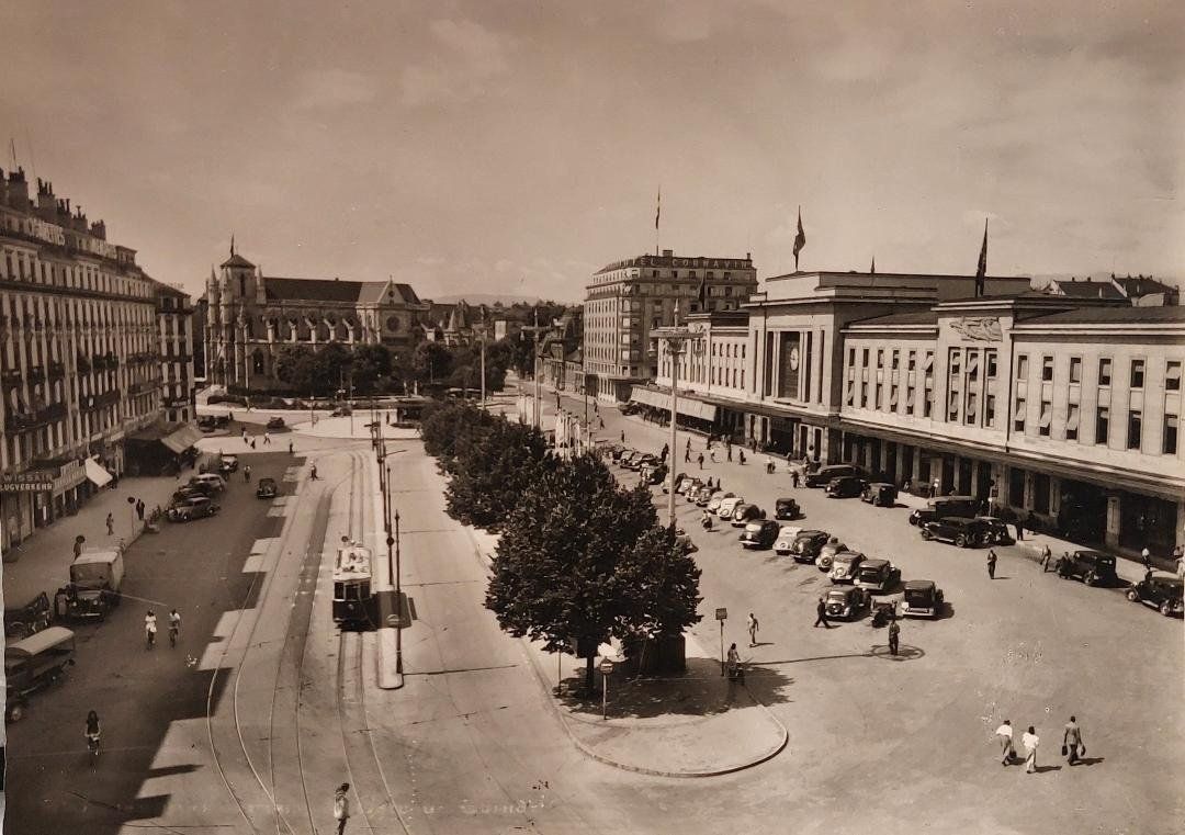 Cartoline postali: GENÈVE - La Gare - Place Cornavin - Oldtimer - Tram – Usato da Delémont venduto da Domdom1