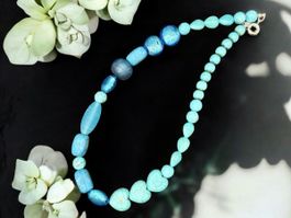 Unikat 💎 Handgemachte Türkis/Howlite-Glaskette, neu