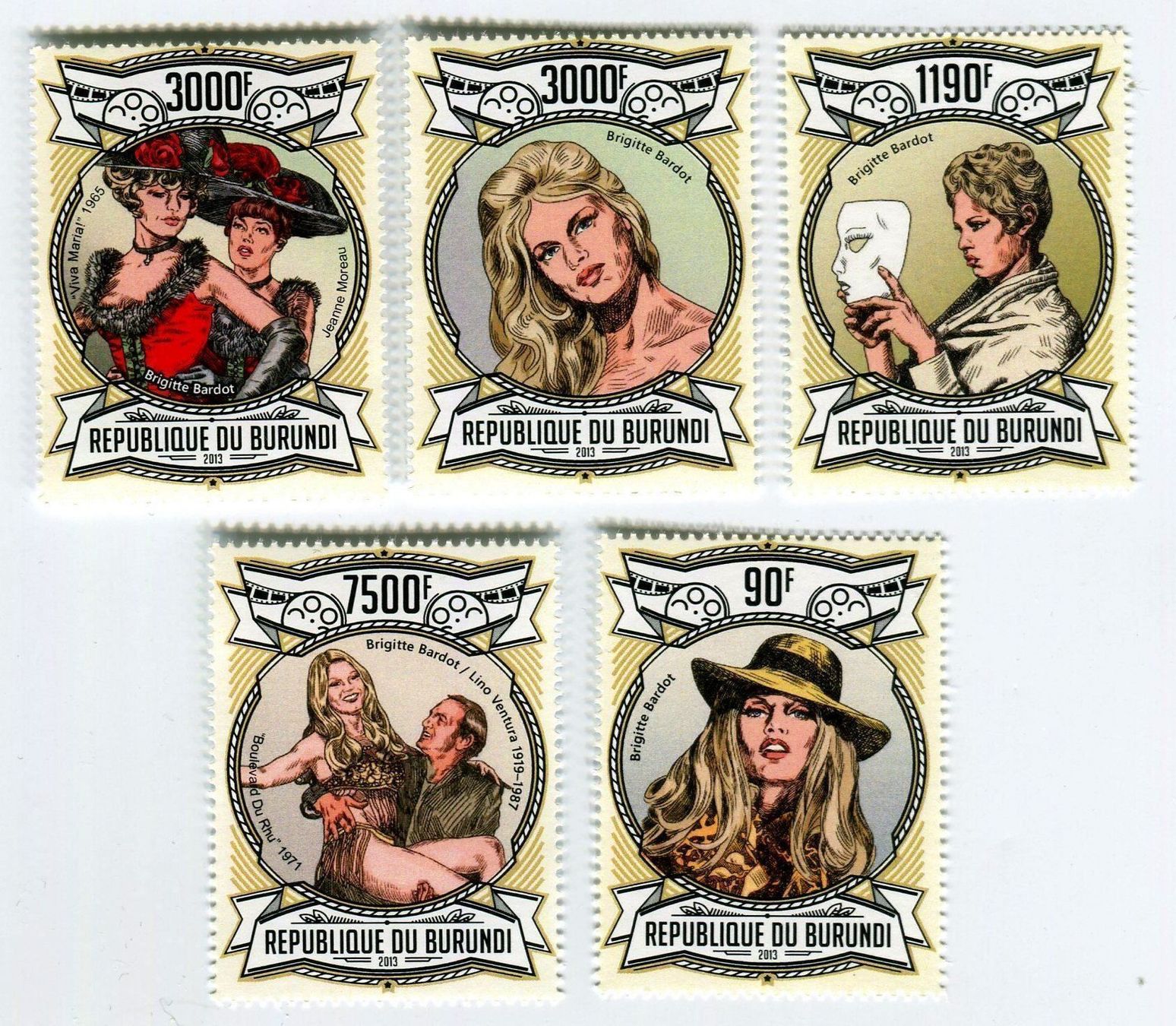 Tutti i francobolli: Briefmarken "Brigitte Bardot". Burundi. – Nuovo e nell'imballaggio originale da Basel venduto da Butsch5
