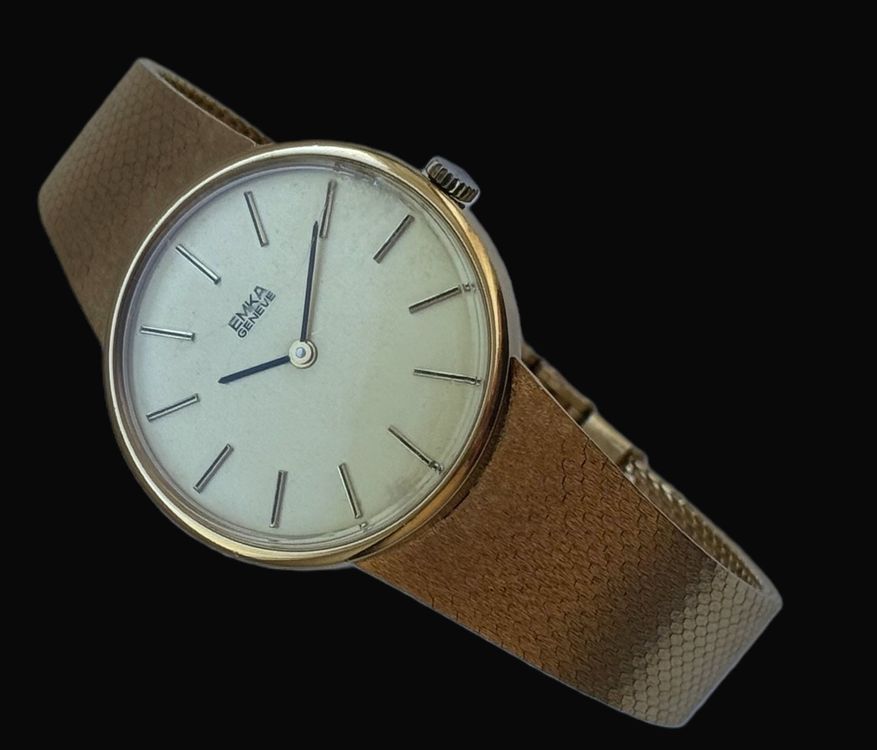 Vintage EMKA SWISS Herren Armbanduhr in 18K Goldauflage (Gebraucht