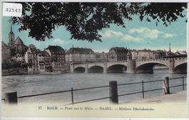 Basel Bale - Pont sur le Rhin - coloriert