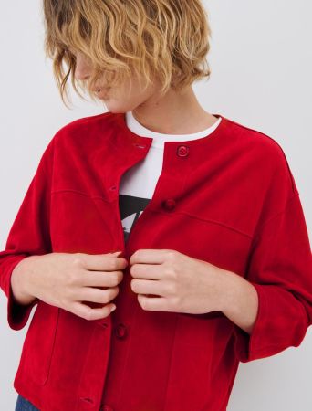 Marella kurze Wildleder Jacke ODER rot ungefüttert Gr 40 neu