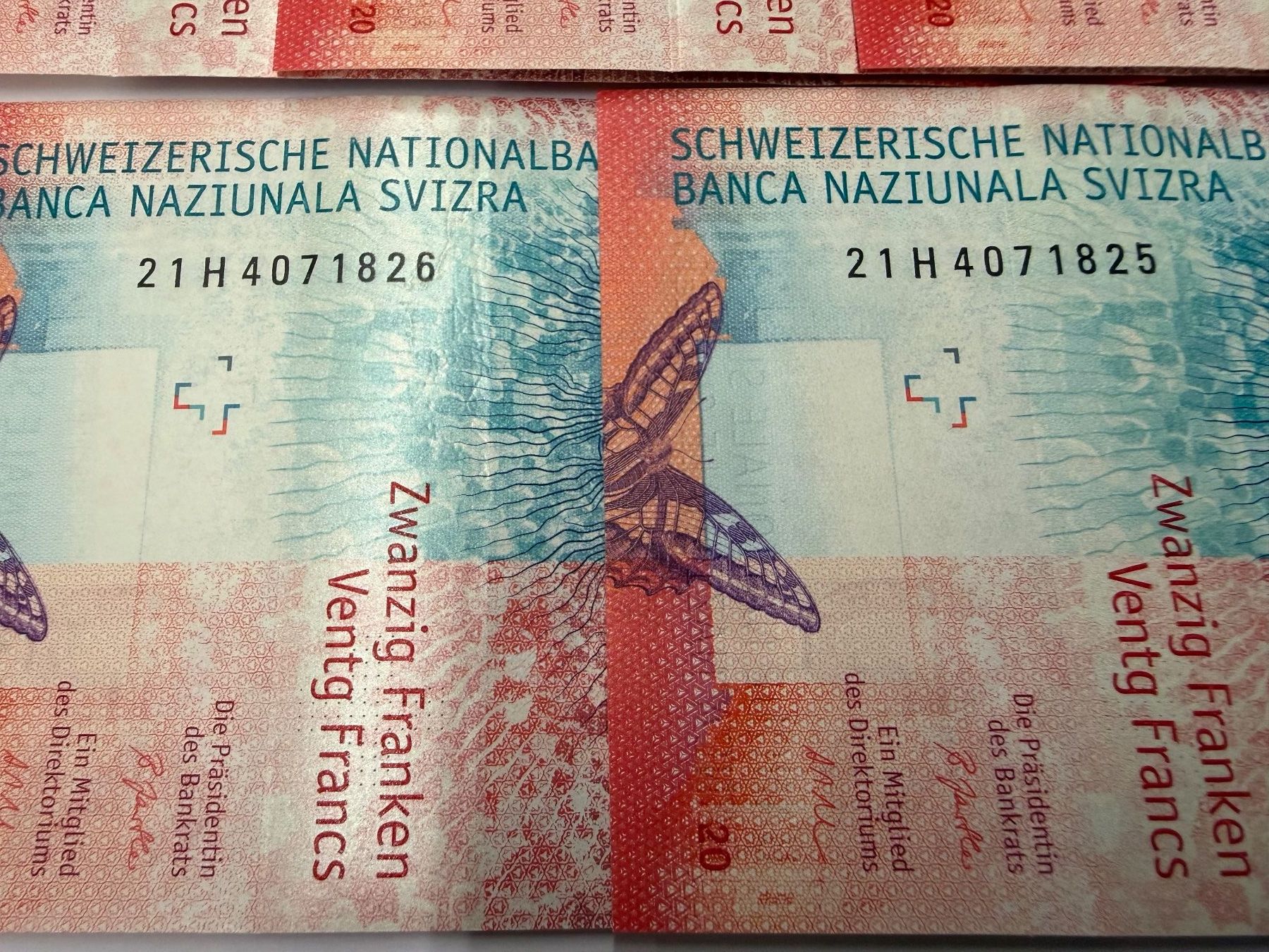Banconote: Schweizer Banknote 20 SFr. 5 Stk. ungefaltet – Usato da Winterthur venduto da Joe1001 3