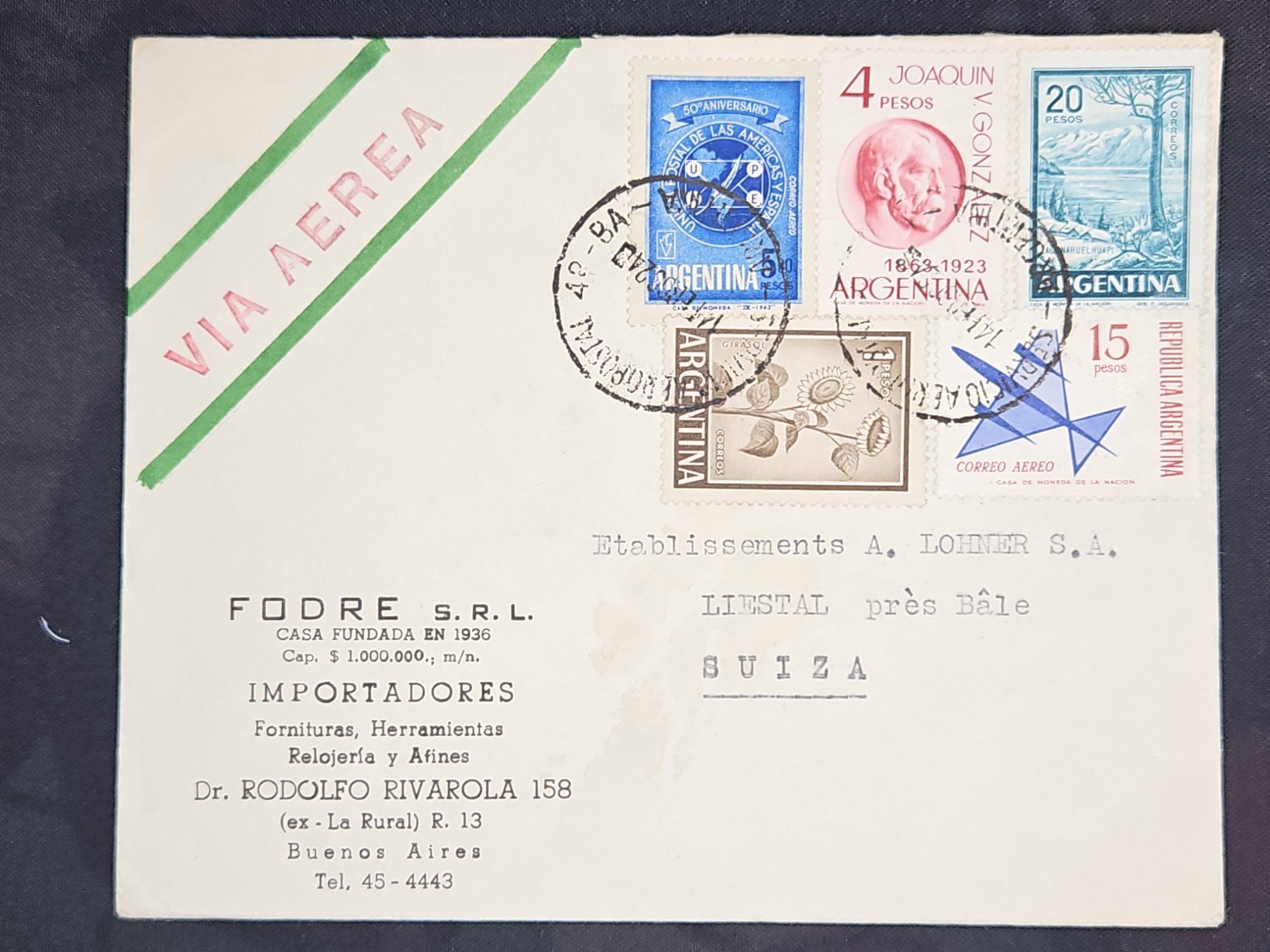 Tutti i francobolli: CL24 Enveloppe + Timbre Argentine 1962 – Usato da Cousset venduto da Patrick_Collections