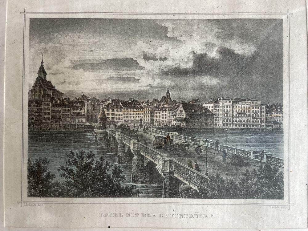 Incisioni: Alter Stich „Basel mit Rheinbrücke“ – Usato da Luzern venduto da predator11 1