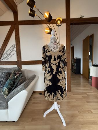 Phase Eight Kleid Gr.40 Schwarz/Gold Herbst-Look Top!