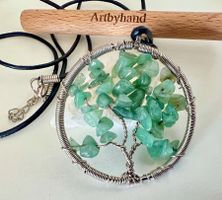 5.5cm Baum des Lebens Anhänger aus Jade mit Lederkette