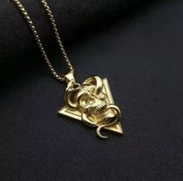 Skull Snake Pendant Necklace Gothic Style Stainless Steel