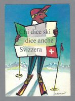 SCHWEIZ, SKI, REKLAME, SCHÖNE KARTE (RÜCKS. MARKE ABGELOST)