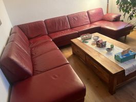 Echtleder Sofa Bordeux rot 3.15x2.65m