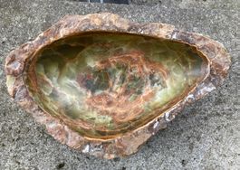 Schale aus grünem Onyx Naturstein dekorativ guter Zustand