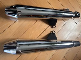 2 x Auspuff, Endschalldämpfer, Auspufftopf Motorrad Triumph