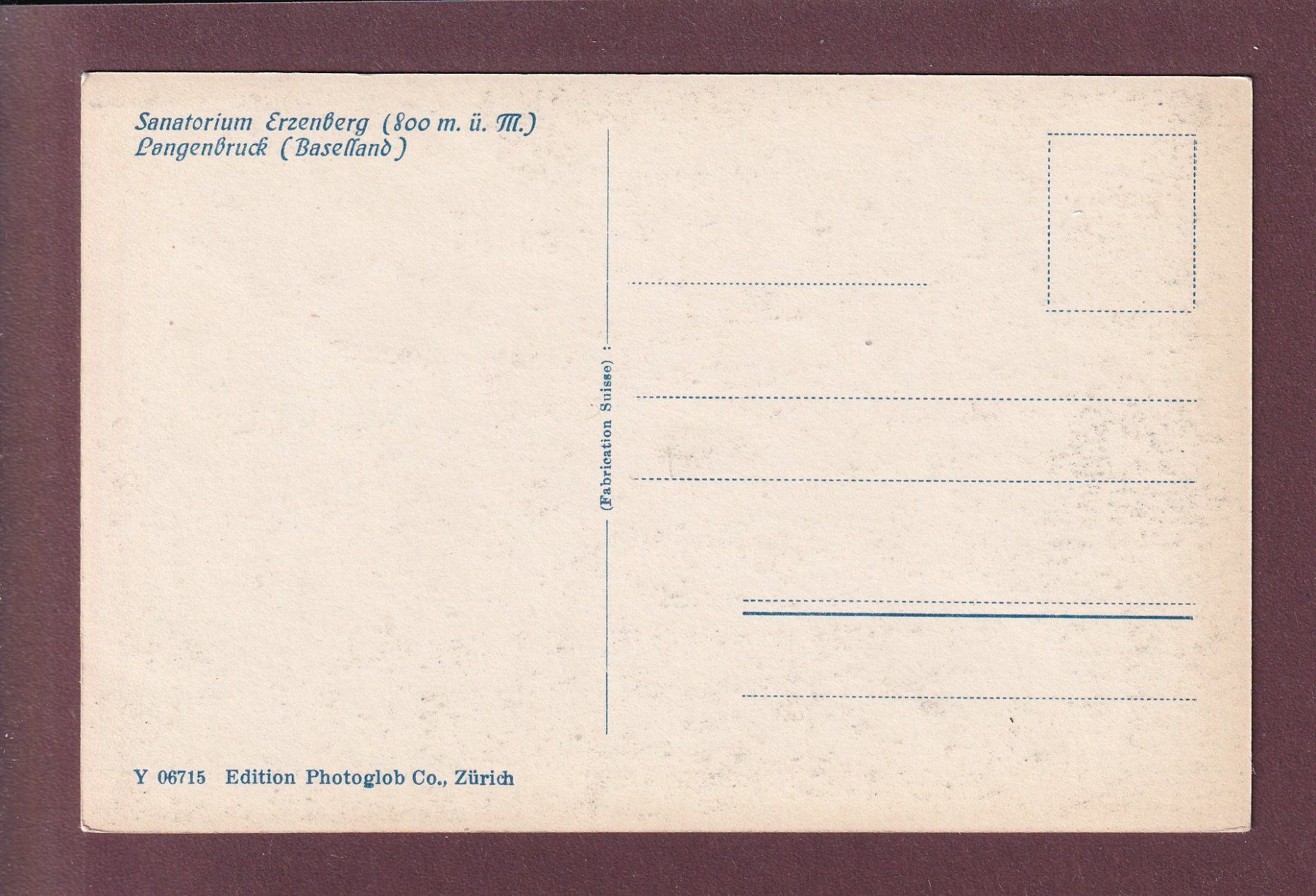 Cartoline postali: LANGENBRUCK - Sanatorium Erzenberg – Usato da Pully venduto da nicecards 1
