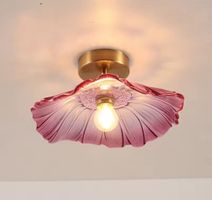 Lampe Suspendue Vintage en Pierre de Verre à Fleurs