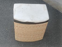 Beau panier à linge tressé avec couvercle rembourré ✨🧺