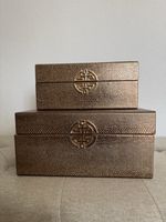 Lot de 2 boîtes décoratives bronze exotiques. Parfait pour l