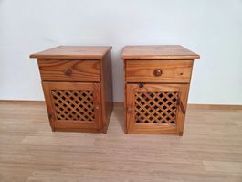 2er Set Nachttische Holz Landhausstil Massives Nadelholz