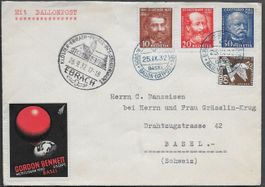 1932 Brief Basel Gordon Benett Ballonpost MISCH-Fr. ab 1.-