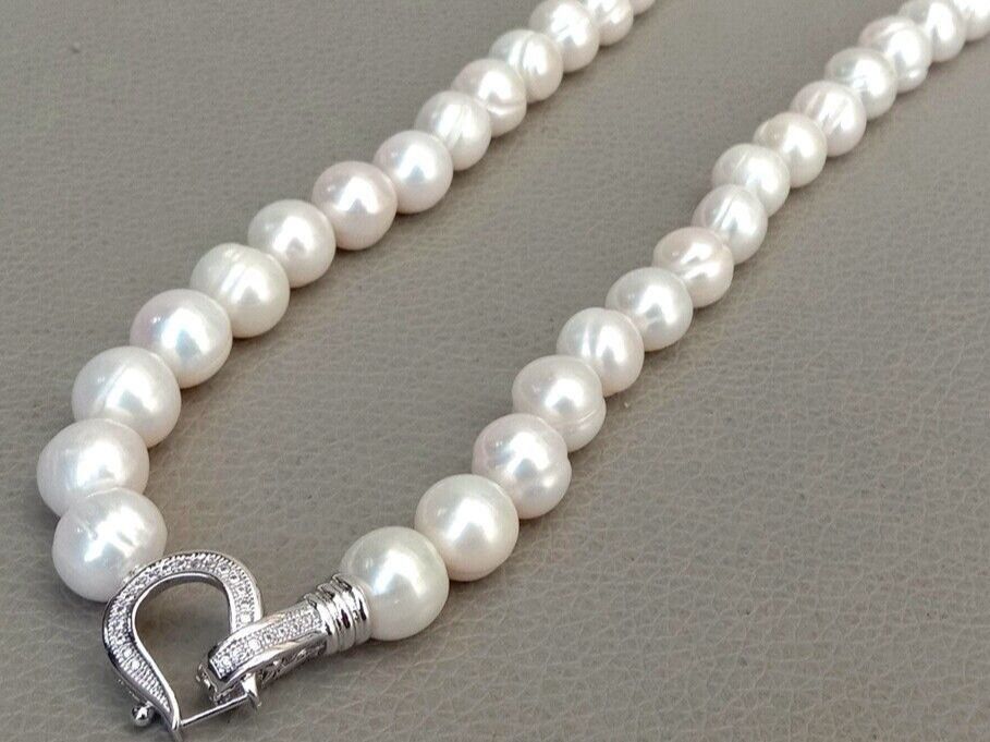 Catenine: Weiss Lua Perlen Kette Echt 1cm Collier Perle Vrai Halskette – Nuovo (secondo la descrizione) da Prilly venduto da ilyria73 2