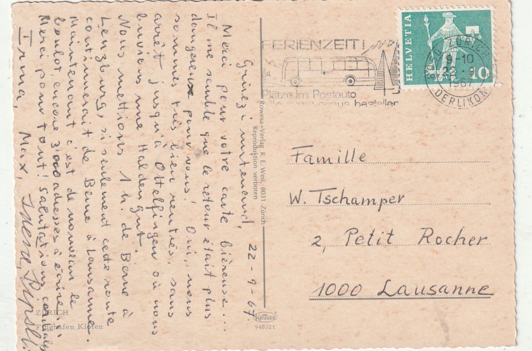 Cartoline postali: Zürich Flughafen um 1967 – Usato da Lumbrein venduto da made02 1