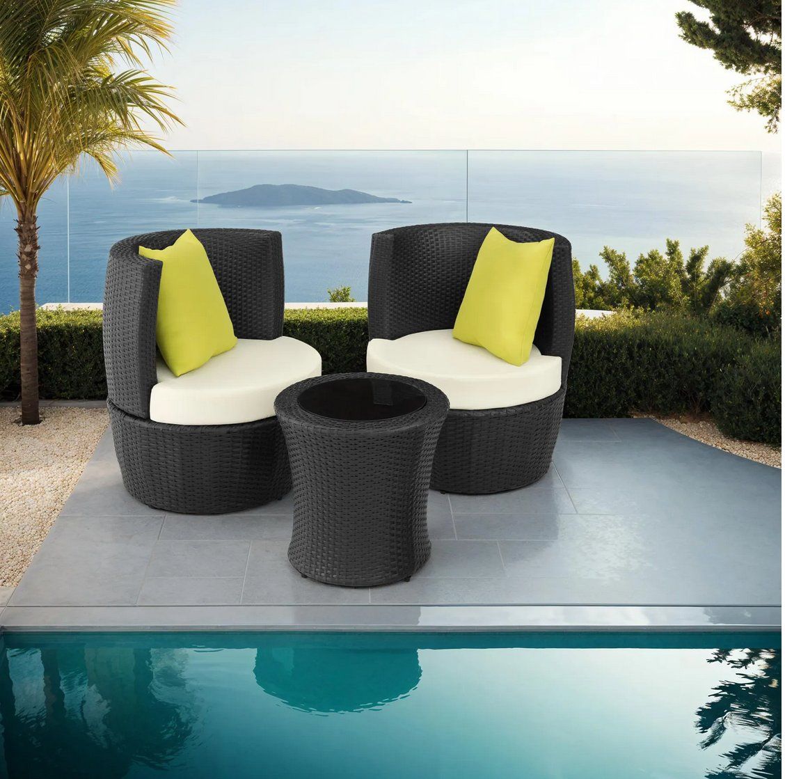 Sofas: Rattan Sitzgruppe Nizza schwarz Lounge – Neu (gemäss Beschreibung) aus Steinhausen von