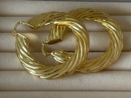 Luxus Elegante XXXL Creolen Ohrschmuck Ohrstecker Farbe Gold
