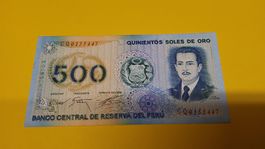 Peru Banknote 500 Soles de Oro, 1976, Sammlerstück!