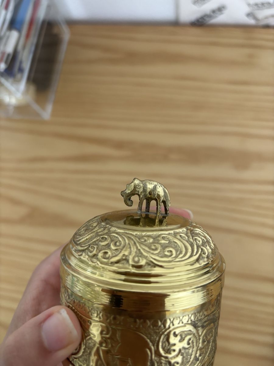 Zuccheriere: Messingdose Teedose mit Elefantendekor Messing goldfarben – Usato da Zürich venduto da nnsn 5