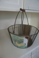 Vintage - Drahtkorb mit Holzhenkel - Blumenkorb - Dekokorb