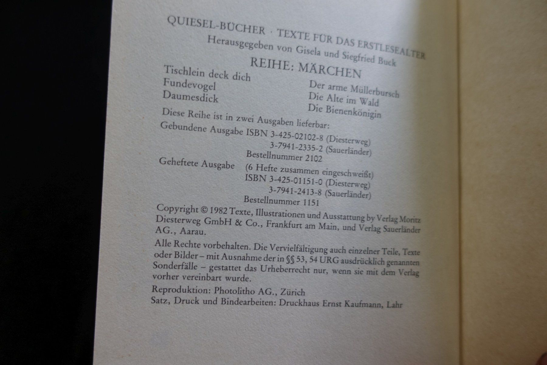 Libri: Fundevogel. Brüder Grimm, Diesterweg, 1982 – Usato da Gutenswil venduto da Optico 2