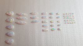 Nail Art Set Weiß Sparking Opal Multi Color Cabochon 51ST.